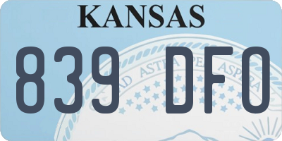 KS license plate 839DFO