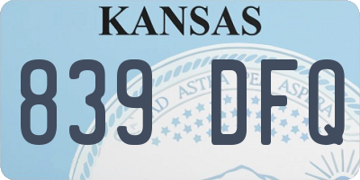 KS license plate 839DFQ