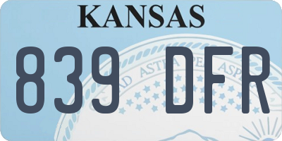 KS license plate 839DFR