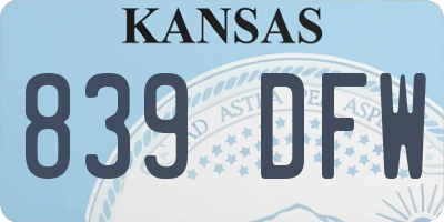 KS license plate 839DFW