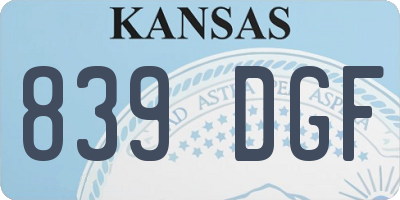 KS license plate 839DGF