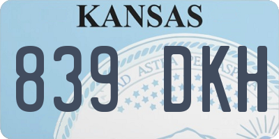 KS license plate 839DKH