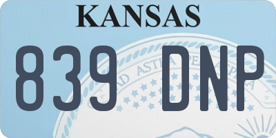 KS license plate 839DNP