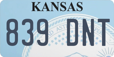 KS license plate 839DNT
