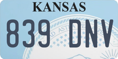 KS license plate 839DNV