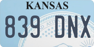 KS license plate 839DNX