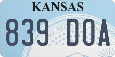 KS license plate 839DOA