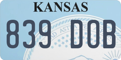 KS license plate 839DOB