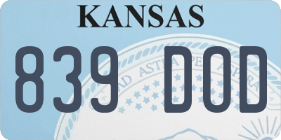 KS license plate 839DOD
