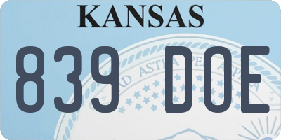KS license plate 839DOE