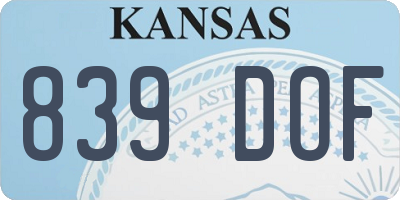 KS license plate 839DOF