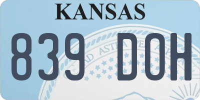 KS license plate 839DOH