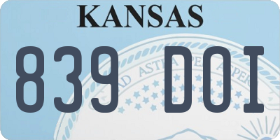 KS license plate 839DOI
