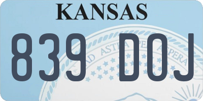 KS license plate 839DOJ