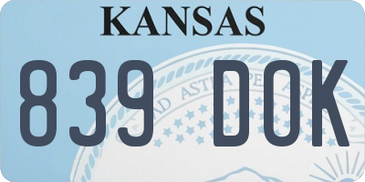 KS license plate 839DOK
