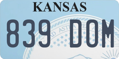 KS license plate 839DOM