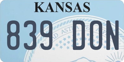 KS license plate 839DON