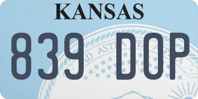 KS license plate 839DOP