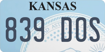 KS license plate 839DOS