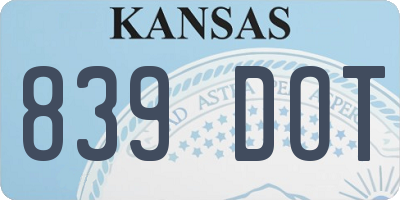 KS license plate 839DOT