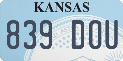 KS license plate 839DOU