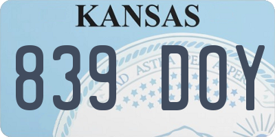 KS license plate 839DOY