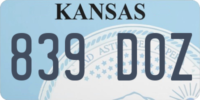 KS license plate 839DOZ
