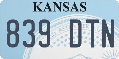 KS license plate 839DTN