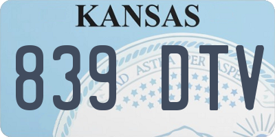 KS license plate 839DTV