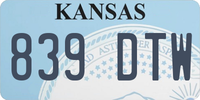 KS license plate 839DTW