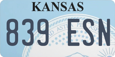 KS license plate 839ESN