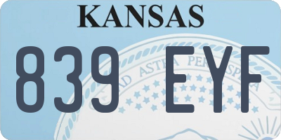 KS license plate 839EYF