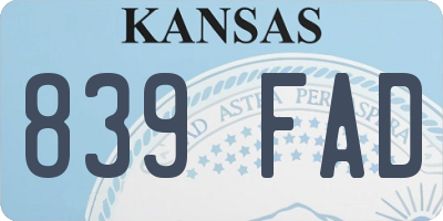 KS license plate 839FAD