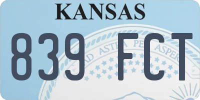 KS license plate 839FCT
