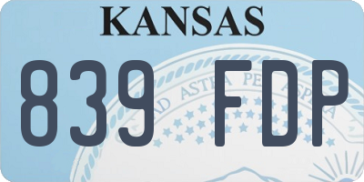 KS license plate 839FDP