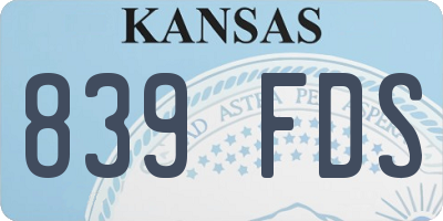 KS license plate 839FDS