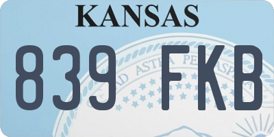 KS license plate 839FKB