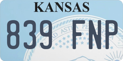KS license plate 839FNP