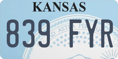 KS license plate 839FYR