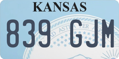 KS license plate 839GJM
