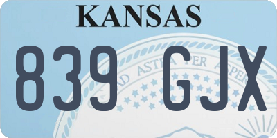KS license plate 839GJX