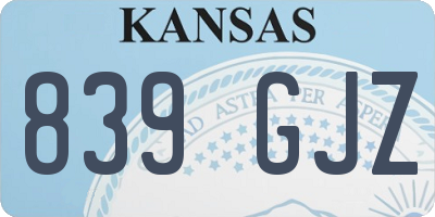 KS license plate 839GJZ