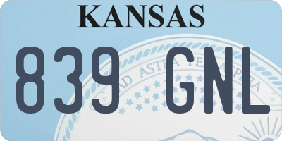KS license plate 839GNL