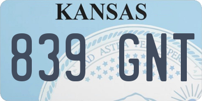 KS license plate 839GNT
