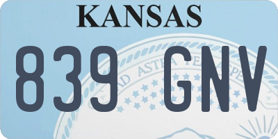 KS license plate 839GNV