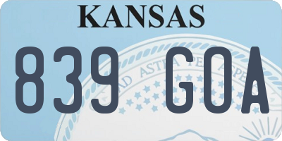 KS license plate 839GOA