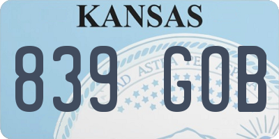 KS license plate 839GOB