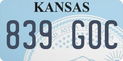 KS license plate 839GOC