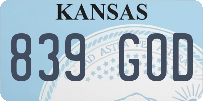 KS license plate 839GOD