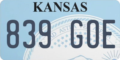 KS license plate 839GOE